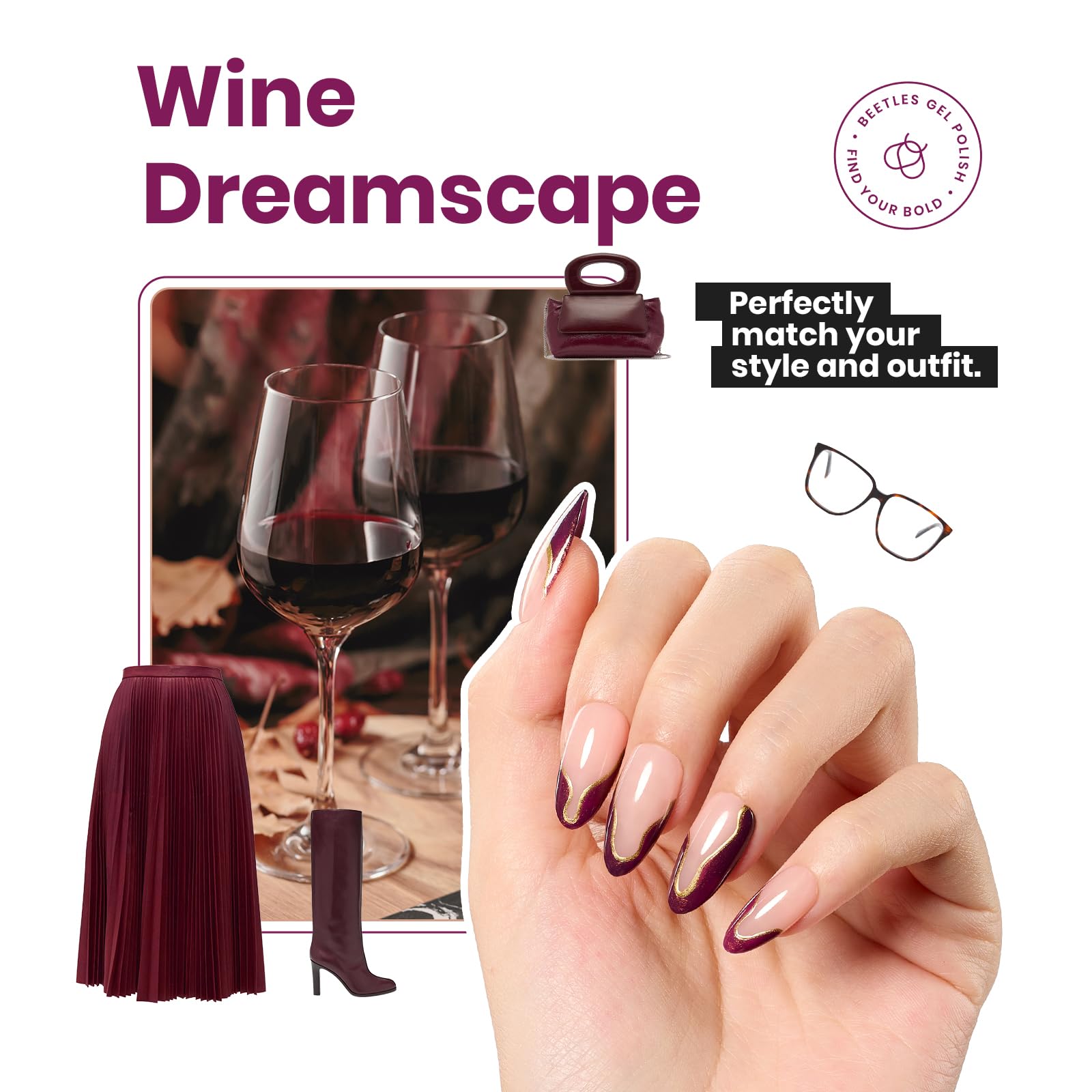 Beetles glitter art effect adds subtle red wine shimmer.