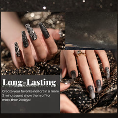 Beetles Glitter Gel Polish requires base and top coat for long-lasting shine.