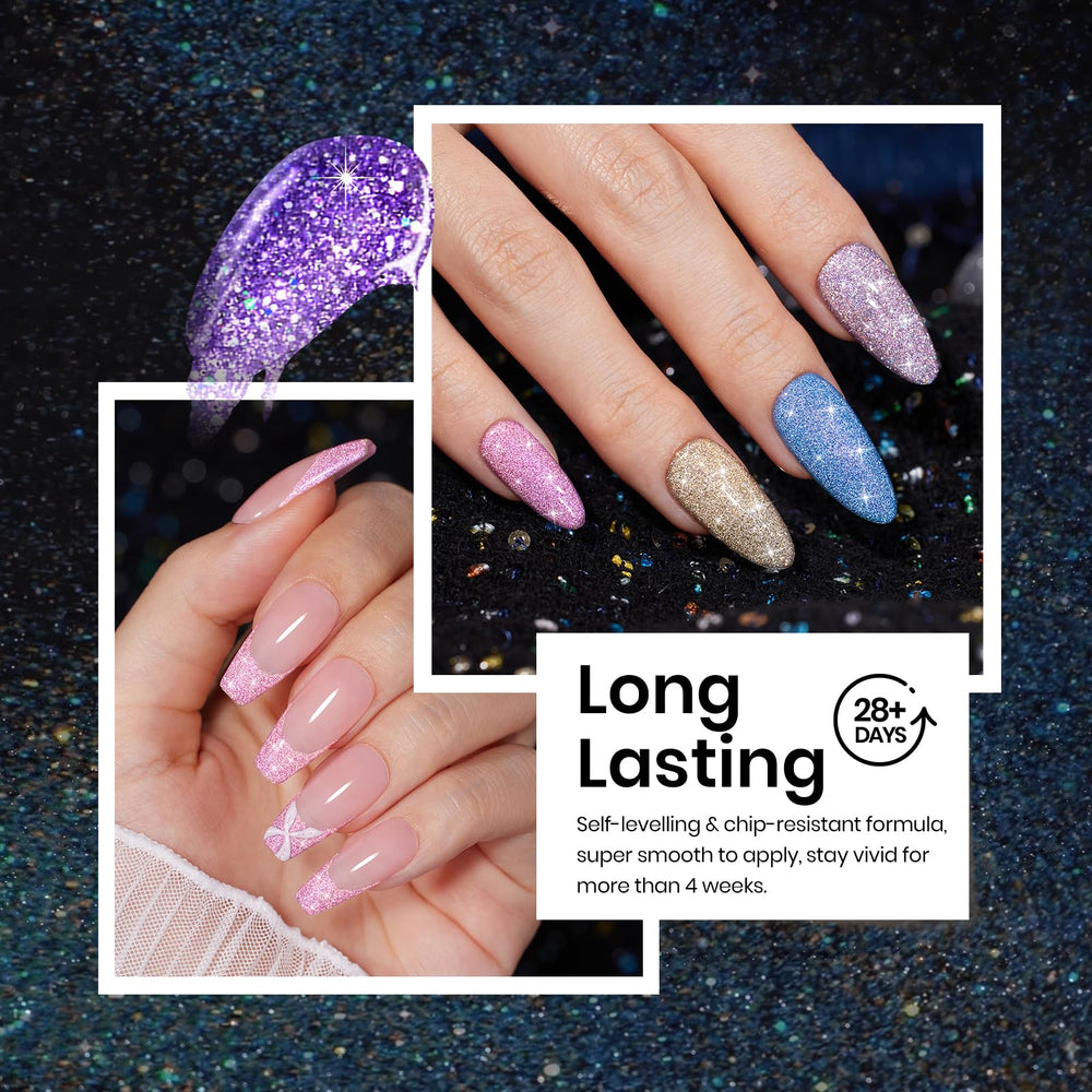Beetles glitter gel brush in use for precise application.