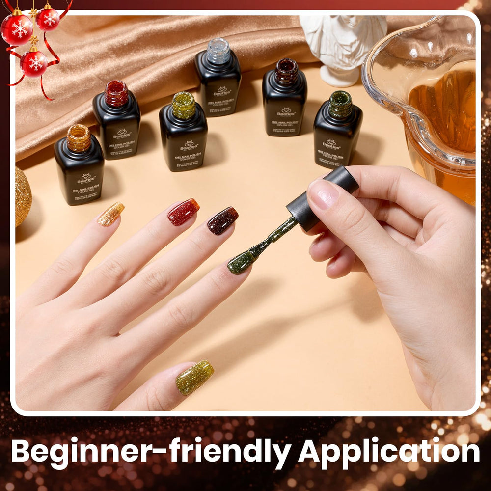 Beetles Glitter Gel Nail Polish Set Vintage Luminary long‑lasting wear with glossy, reflective finish.