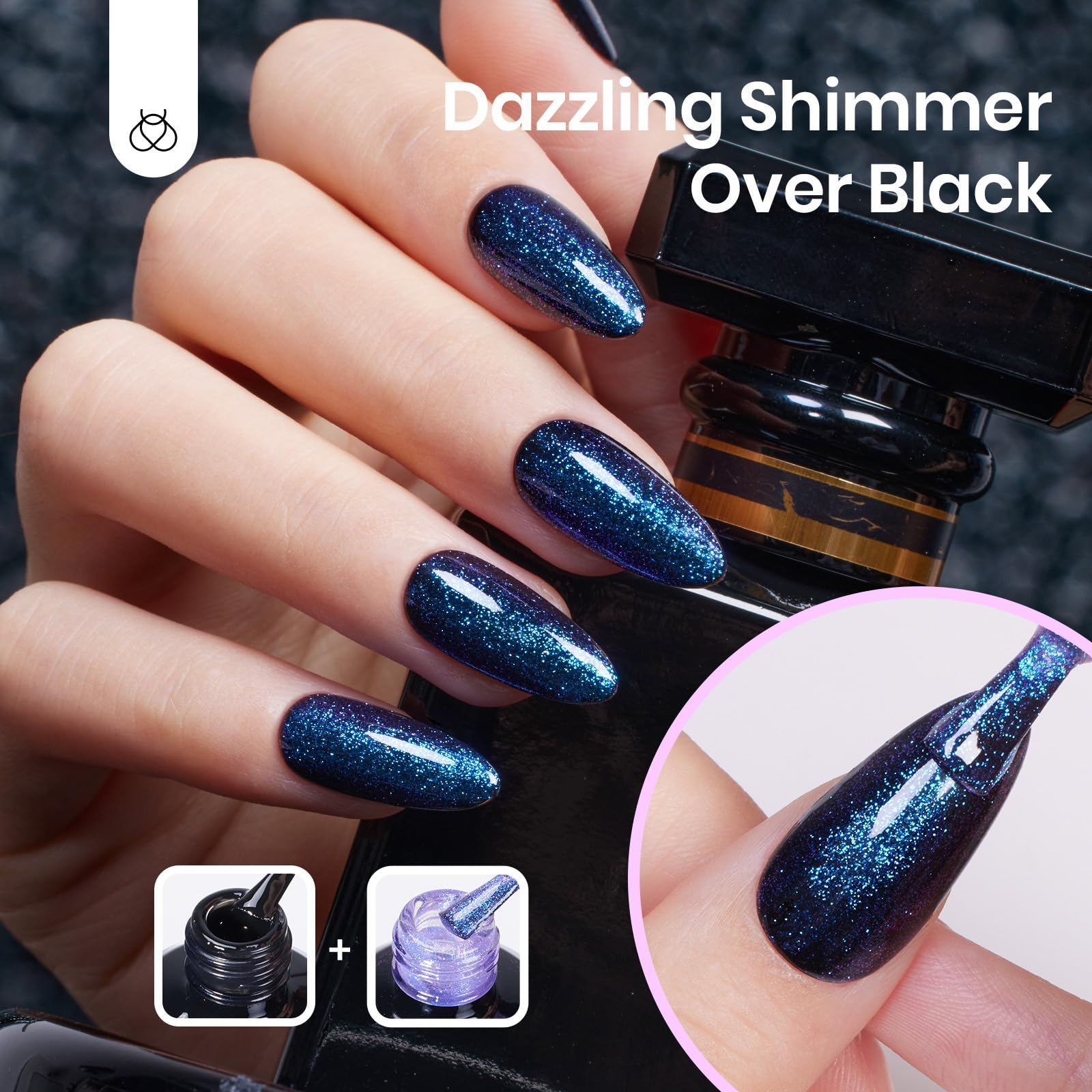 Beetles Glitter Gel Nail Polish wear-test demonstrates long-lasting shine.