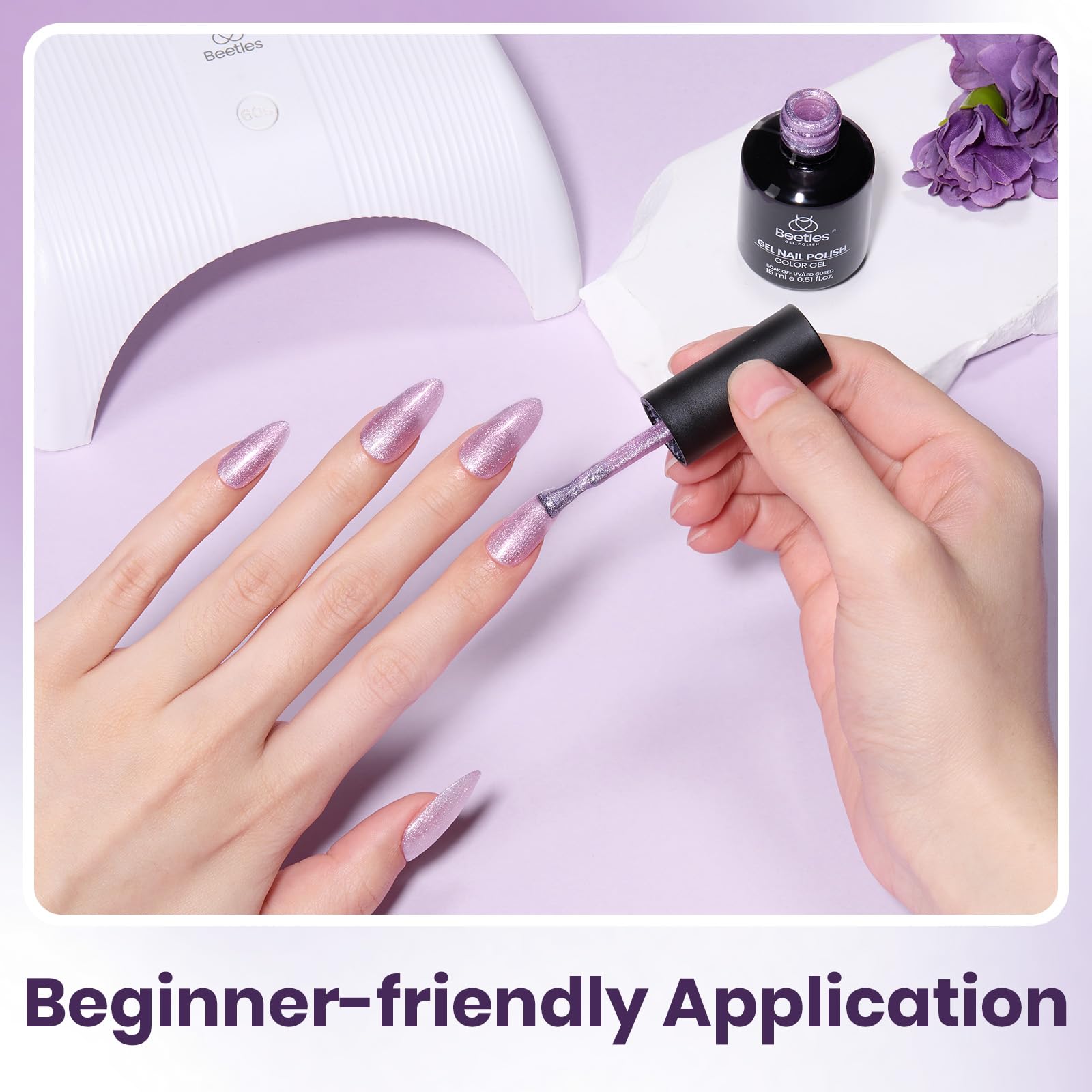 Beetles Glitter Gel Polish easy-application tip showing smooth finish