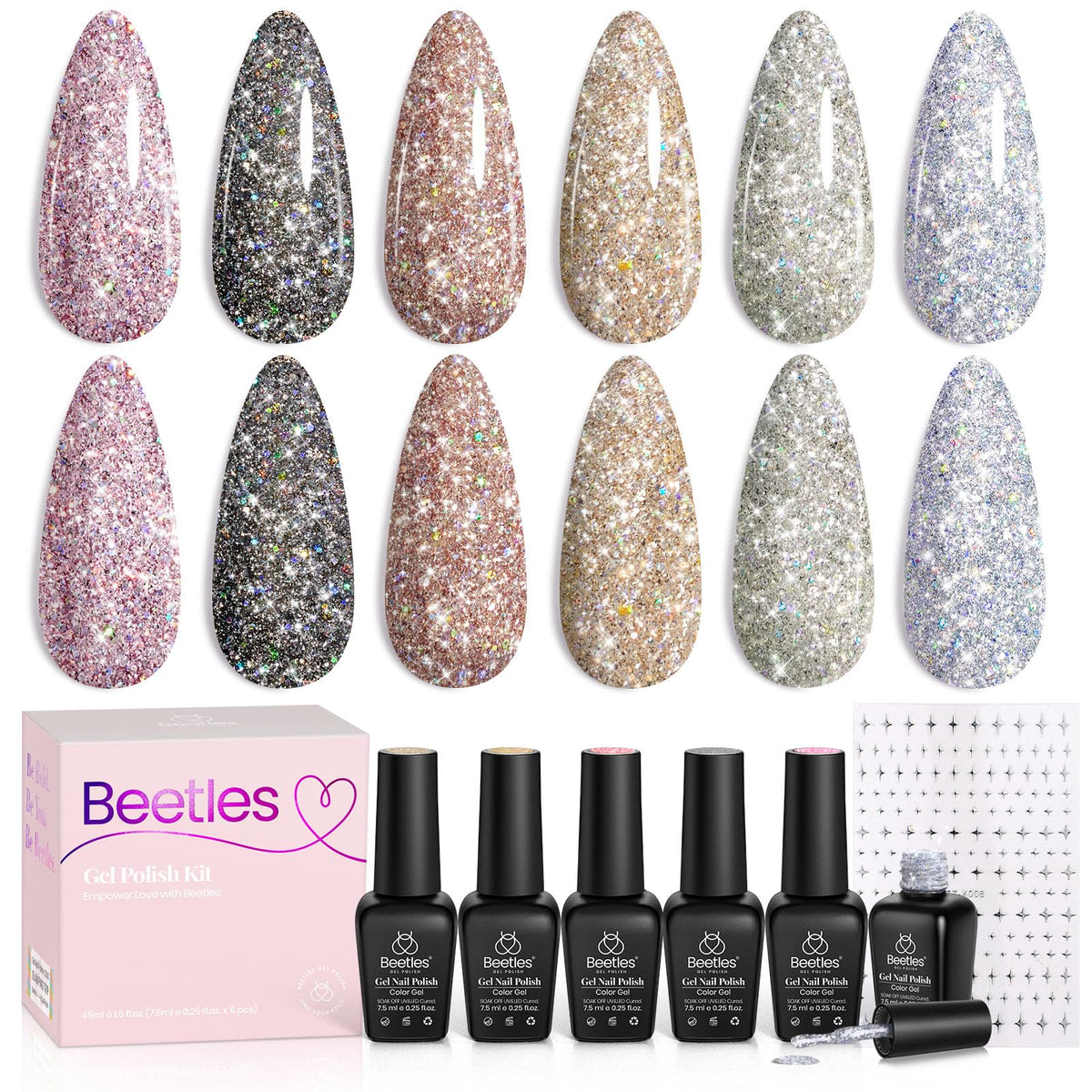 Beetles Glitter Gel Polish Diamond Shine collection adds dazzling sparkle under light.