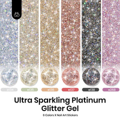 Beetles Glitter Gel Polish Silver Glitter nails reflect a luminous shimmer for daytime wear.