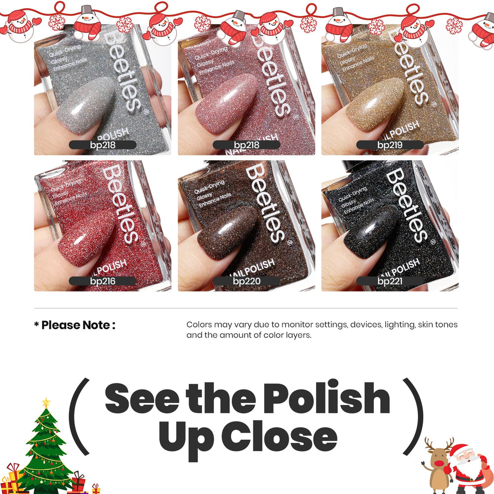Beetles Glitter Nail Polish Set on nails showing salon-like sparkle and durable wear