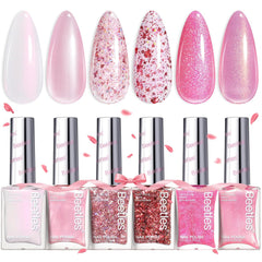 Beetles Glitter Nail Polish Set pink shade for daily wear with quick-dry finish.