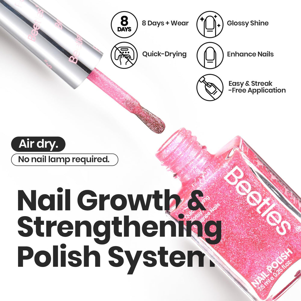 Beetles Glitter Nail Polish Set rose shade with subtle shimmer for elegant evenings.
