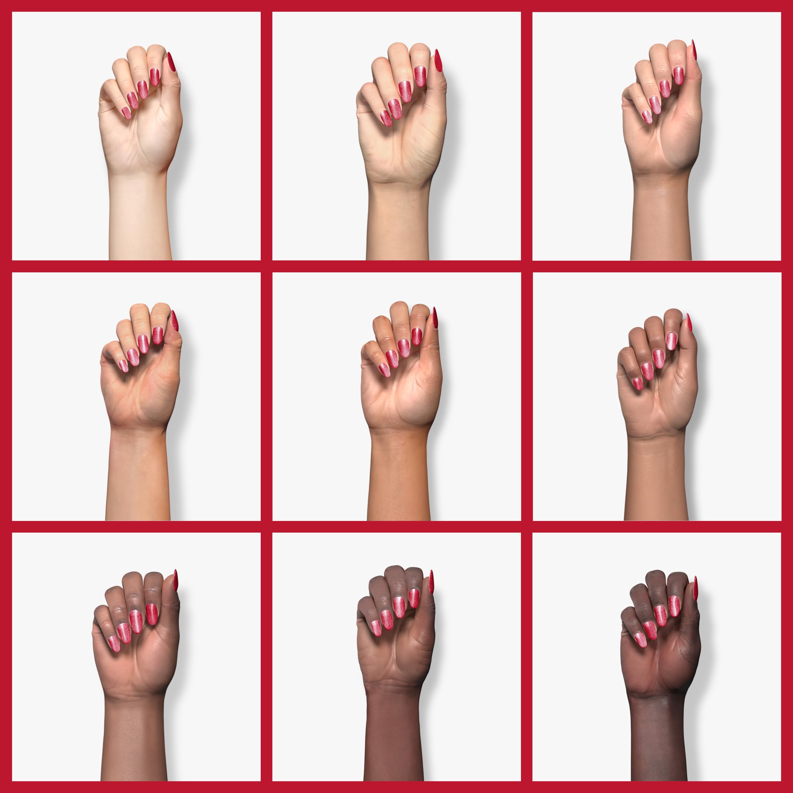Beetles Glitter Red Gel Polish being cured under LED light for quick manicures