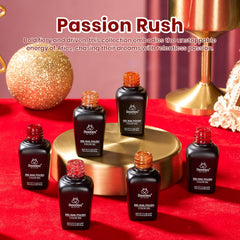 Beetles Glitter Red Gel Polish Passion Rush nail art close-up highlights sparkle and smooth finish.