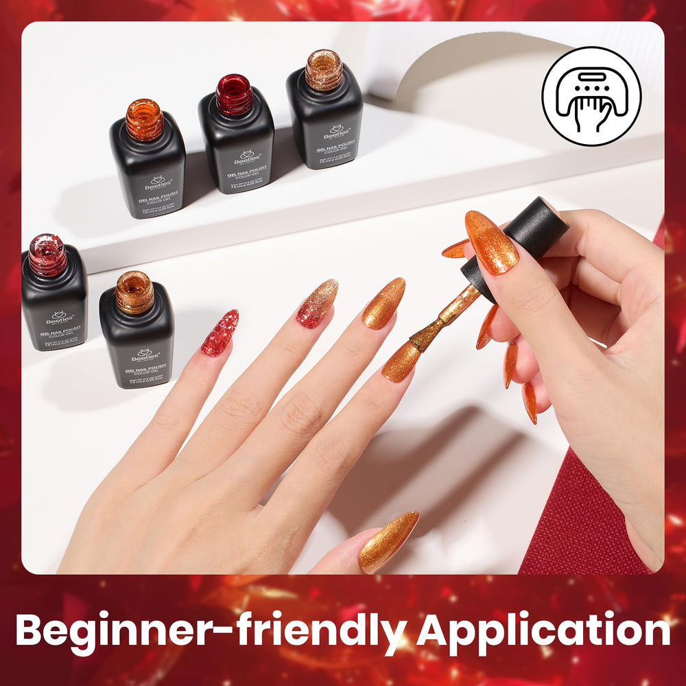 Beetles Glitter Red Gel Polish Passion Rush packaging and display for gifting.