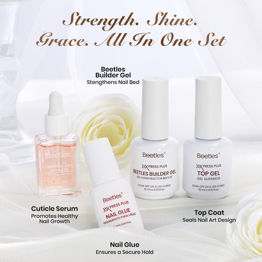 Beetles glossy French tip nails with almond shape for elegant everyday wear
