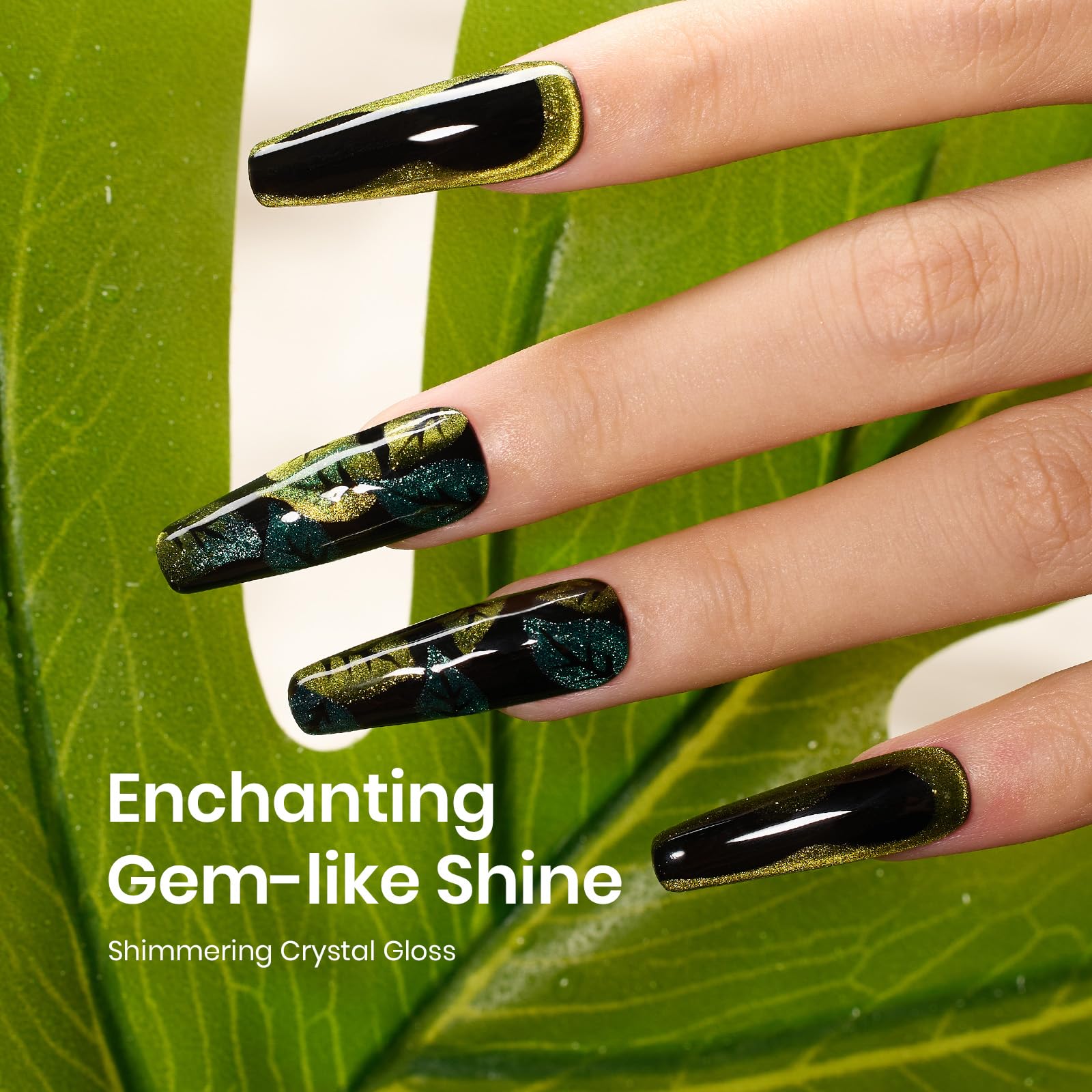 Beetles glossy olive-green nails display versatile day-to-night charm.