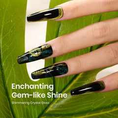 Beetles glossy olive-green nails display versatile day-to-night charm.