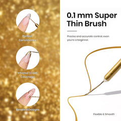 Beetles Gold swirl line design creates modern French-inspired nail art