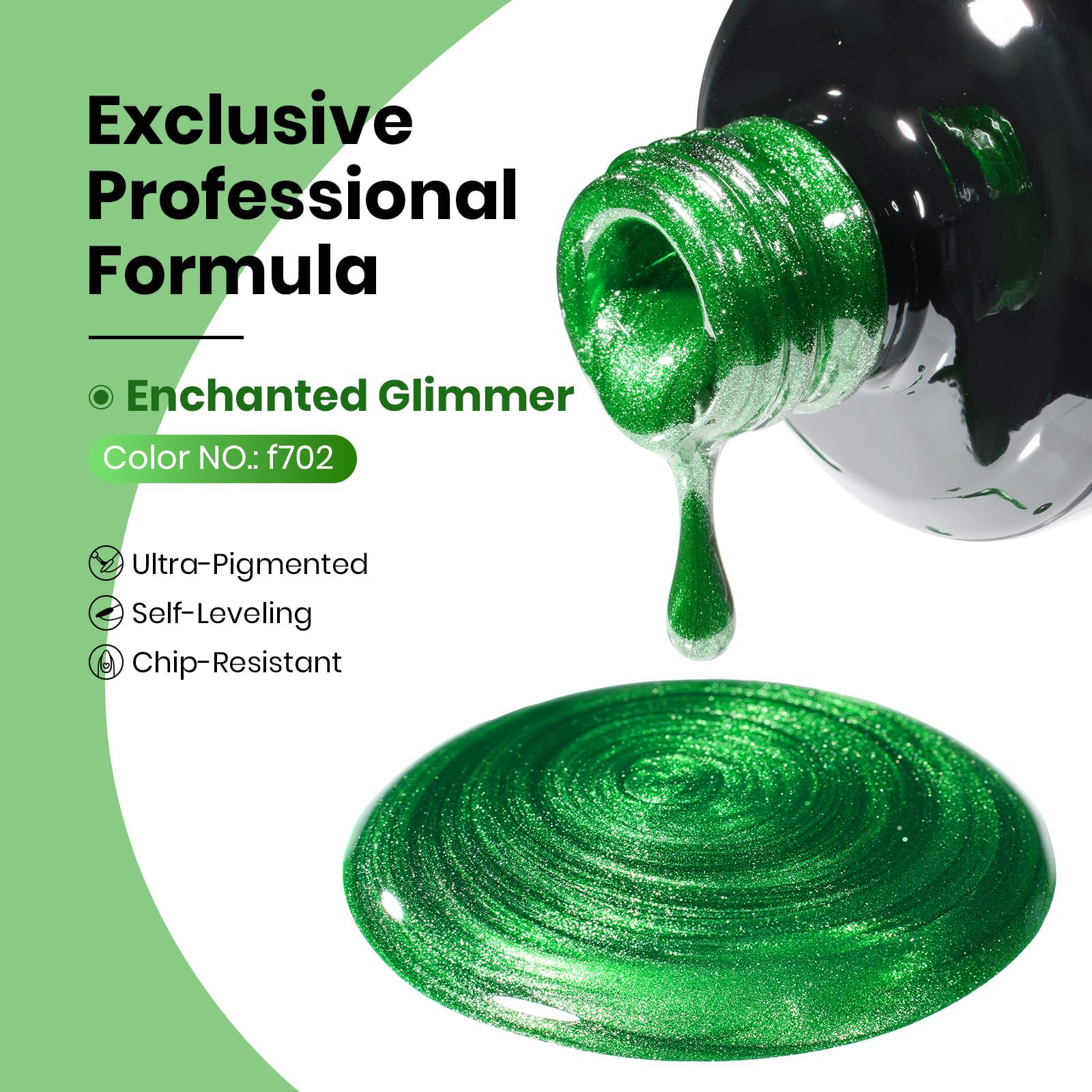 Beetles Green Cat Eye gel color swatch displaying vivid emerald hue and depth.