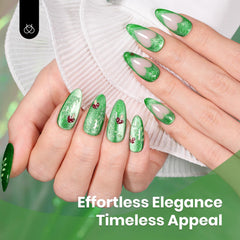 Beetles Green Cat Eye nail art idea illustrating DIY shimmer with magnet effects.