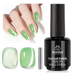 Beetles Green Cat Eye Gel Polish bottle with magnet-ready formula