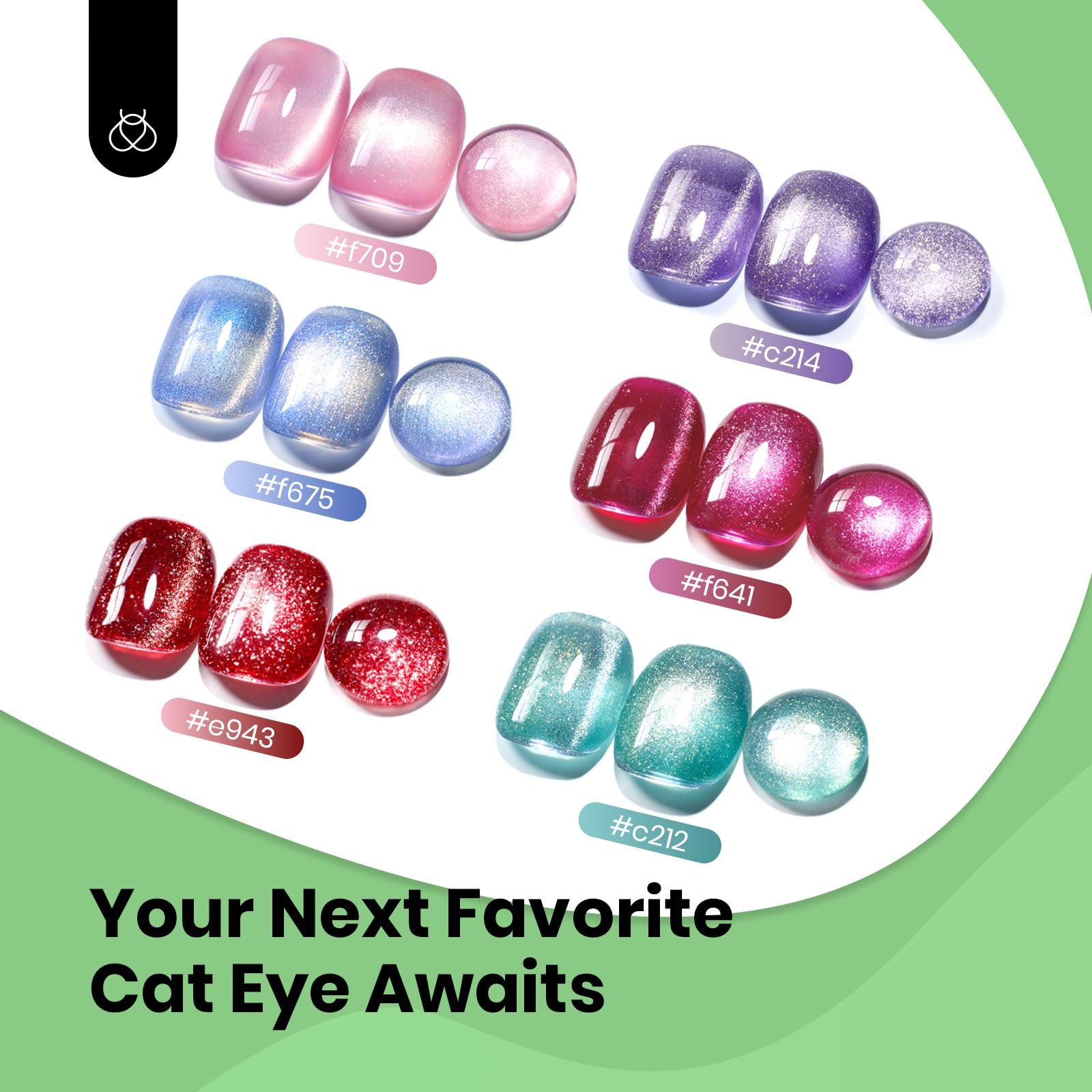 Beetles Green Cat Eye gel polish gift pack suitable for beauty lovers.