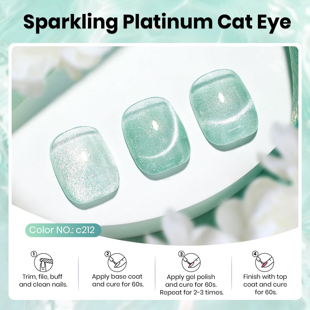 Beetles Green Cat Eye Gel Polish bottle and packaging for at-home use.