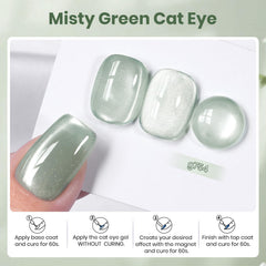 Beetles green cat eye gel shows a long-lasting manicure with shimmering depth.