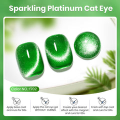 Beetles Green Cat Eye magnet used on nails for creative cat eye effects at home.