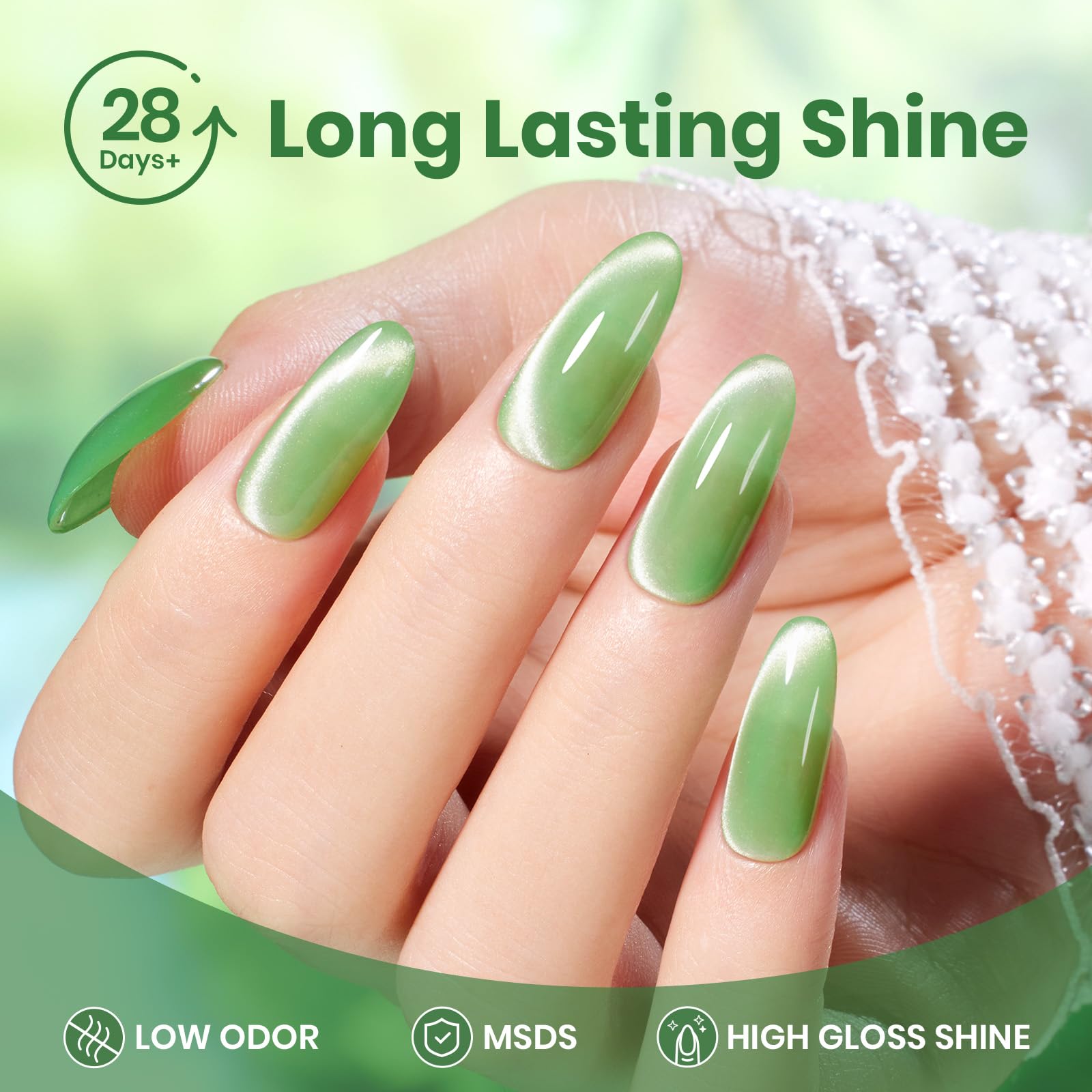 Beetles Green Cat Eye Nail Art Collection inspiration