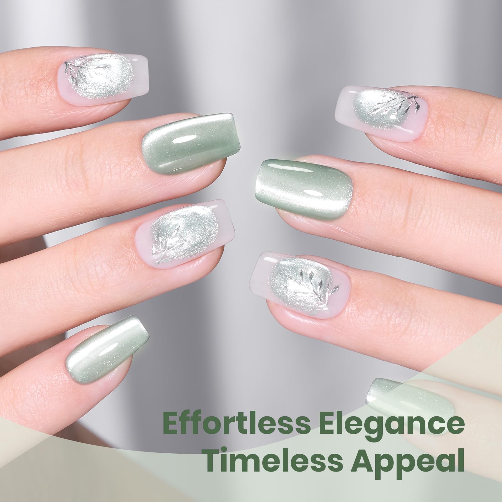 Beetles green cat eye gel polish is beginner-friendly for easy use.