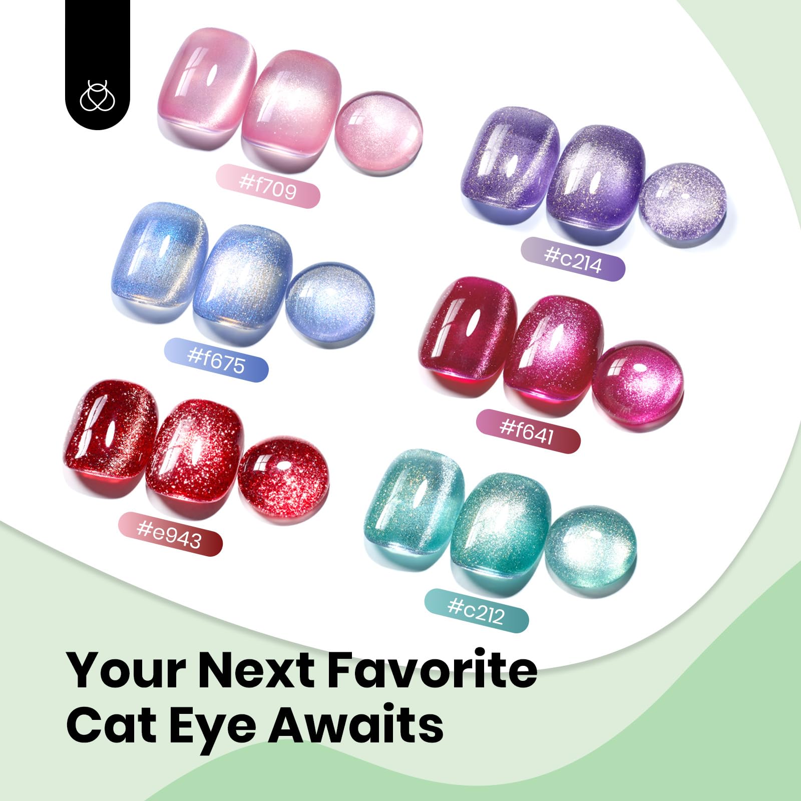 Beetles Green Cat Eye Polish 15ml bottle for DIY nails
