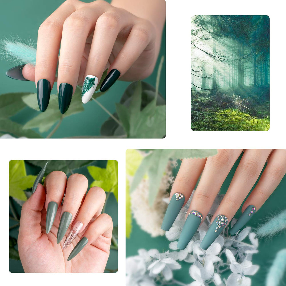 Beetles Green Gel Polish 28-day shine with proper base and top coat.