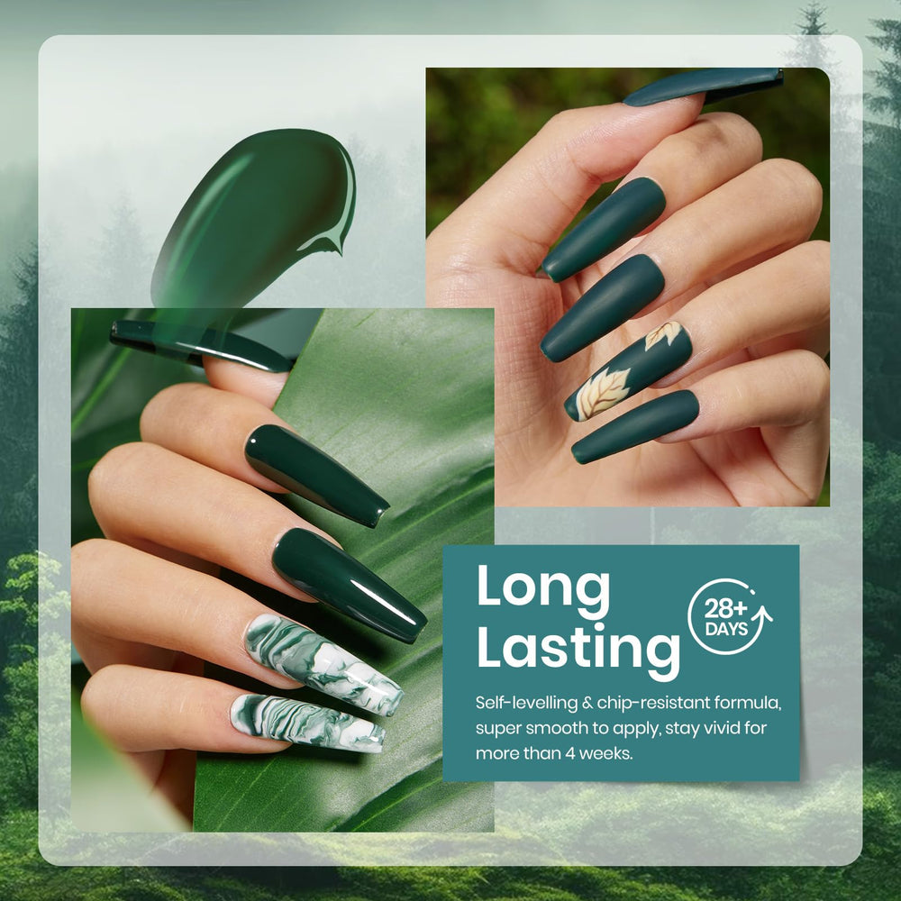 Beetles Green Gel Polish Dark Green shade for bold forest vibes.