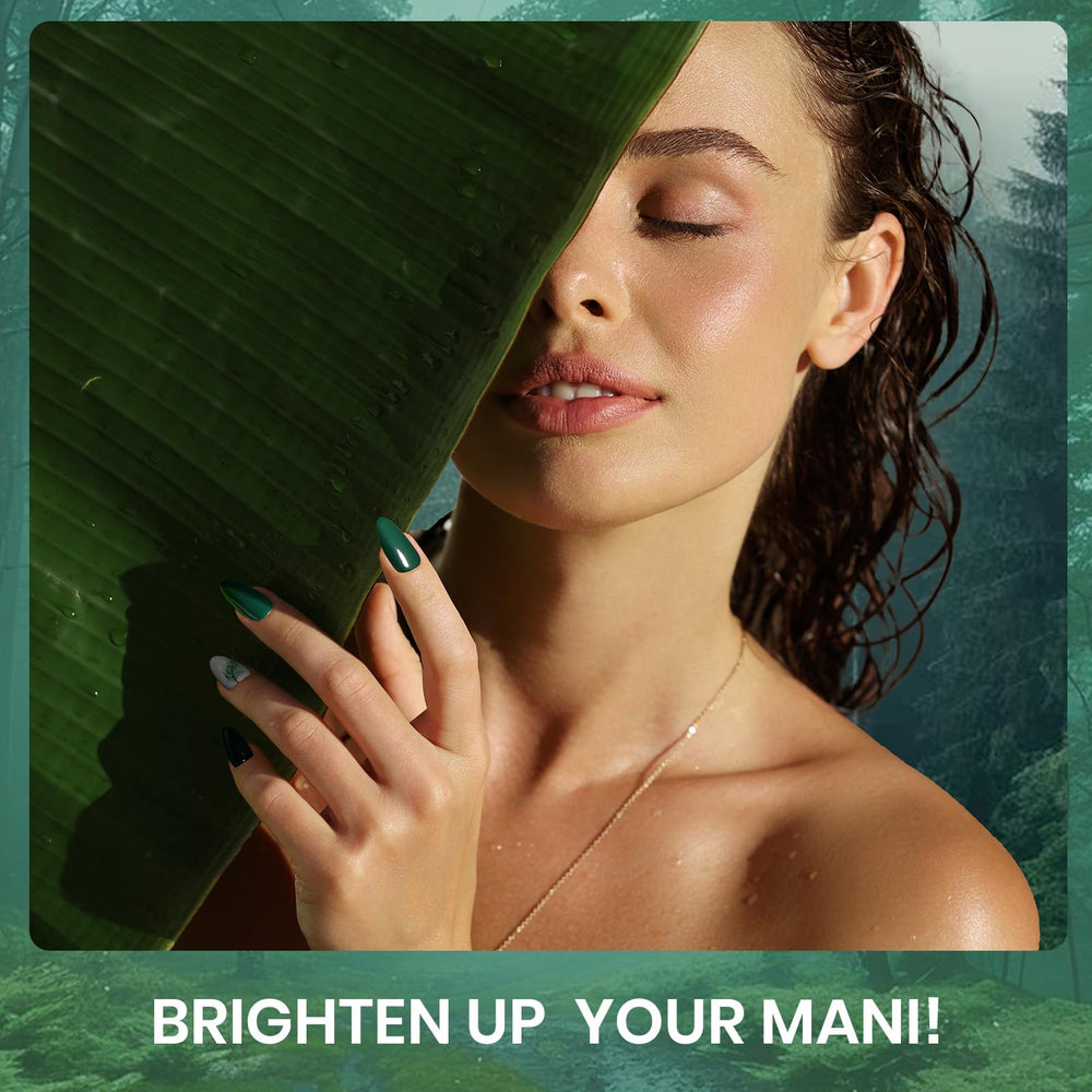 Beetles Green Gel Polish at-home manicure setup enables safe DIY nails.
