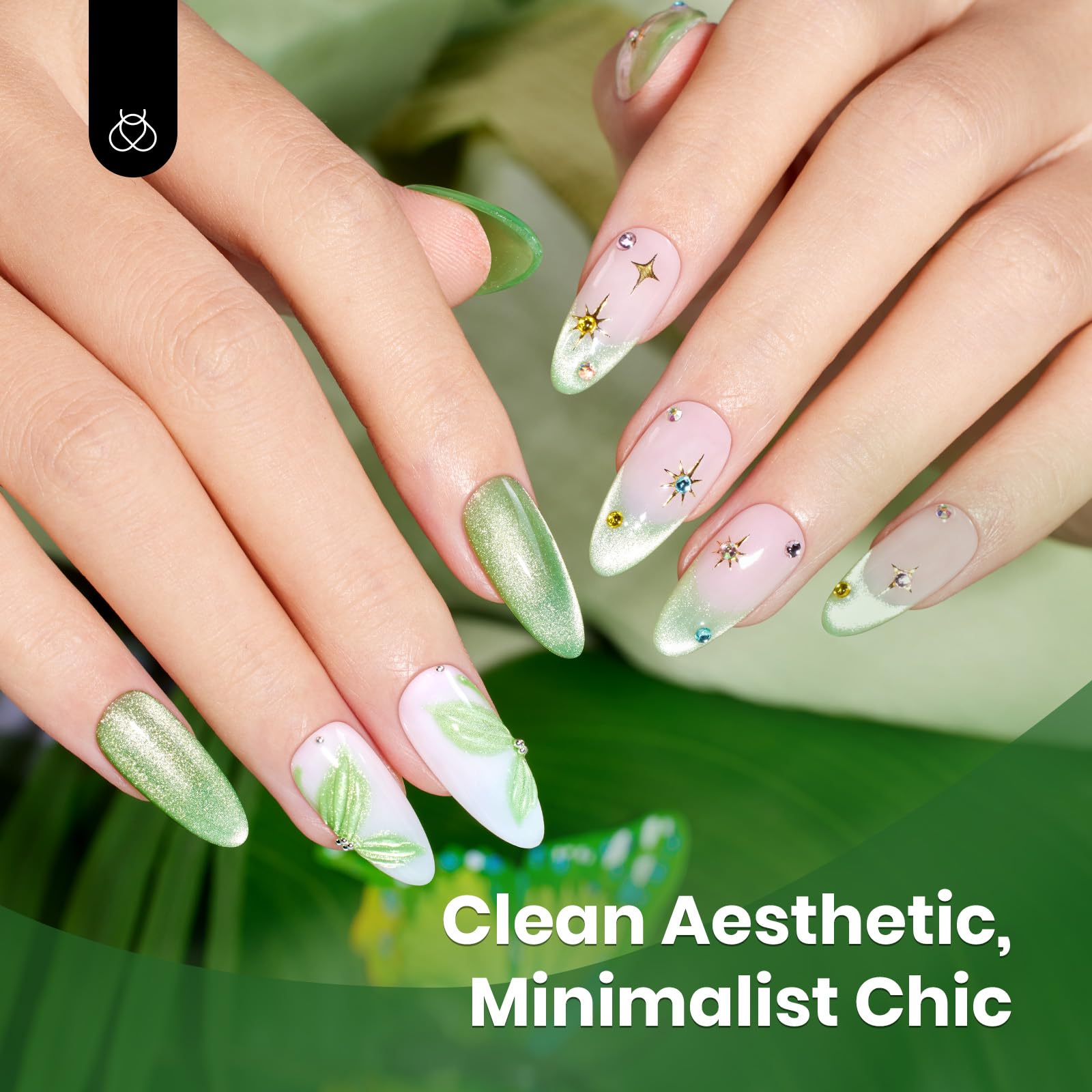 Beetles Green Glitter Cat Eye Gel for shimmering nails