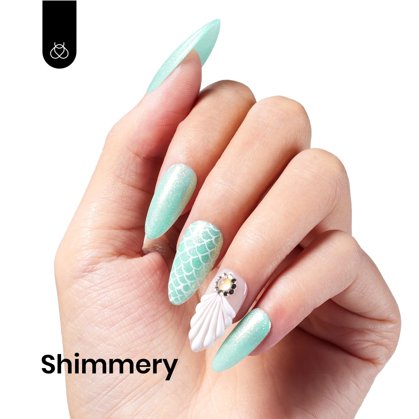 Beetles Green Glitter Pistachio nail art on swatches