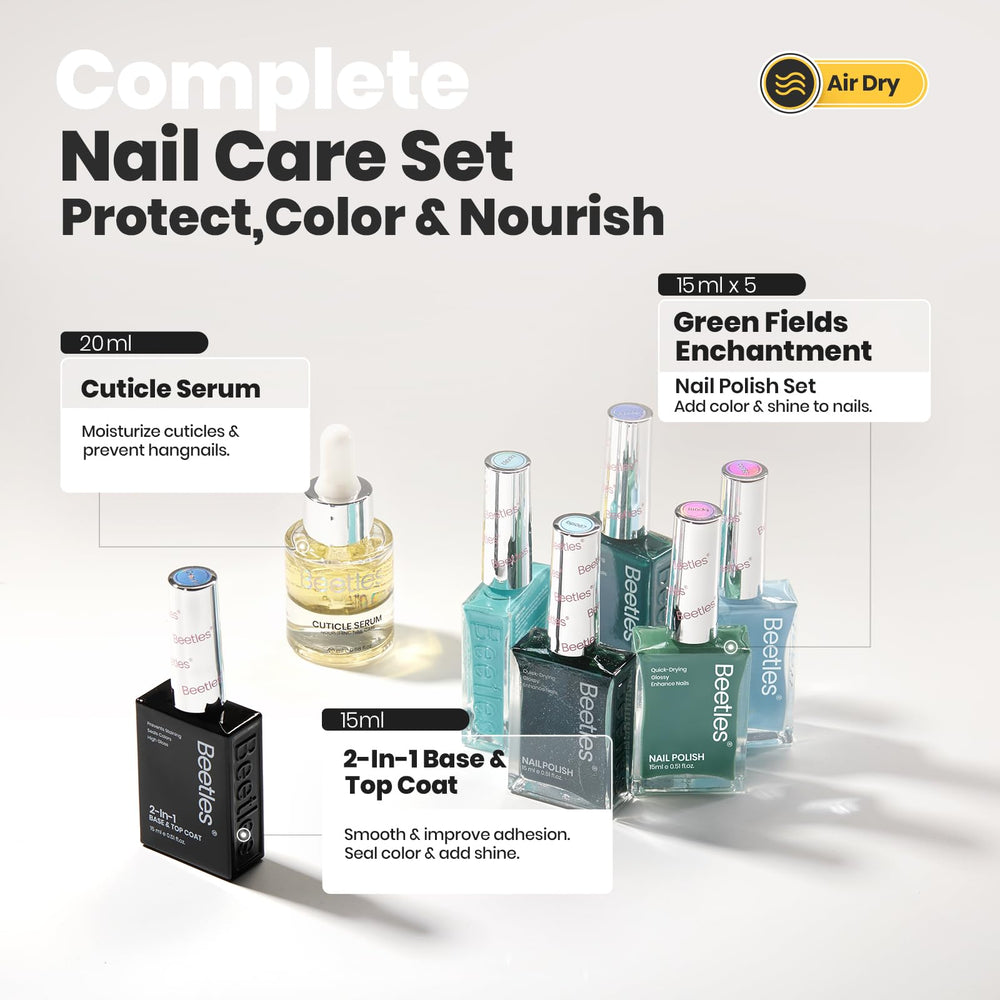 Beetles 2-in-1 base and top coat bottle for long-lasting, quick-dry nails