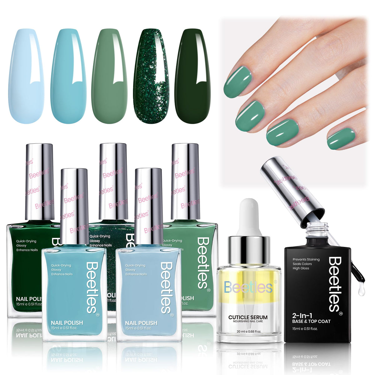 Beetles Gel Polish color collection with five shades for versatile manicures