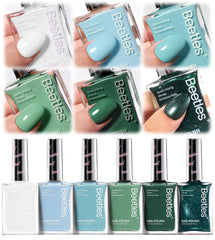 Beetles P181 set pack shot shows six shades for versatile at-home manicures.