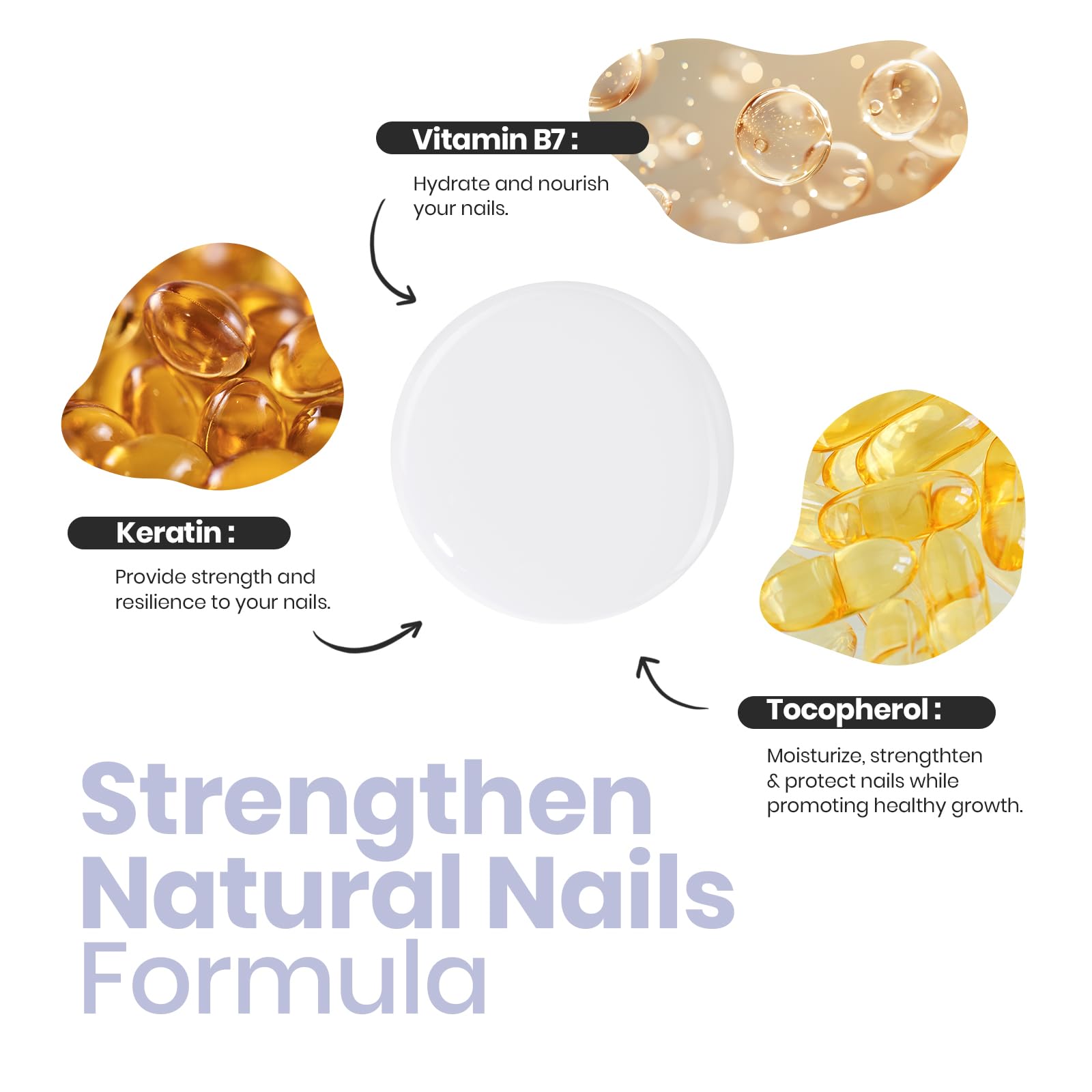 Beetles growth treatment bottle highlighting keratin and vitamins for stronger nails