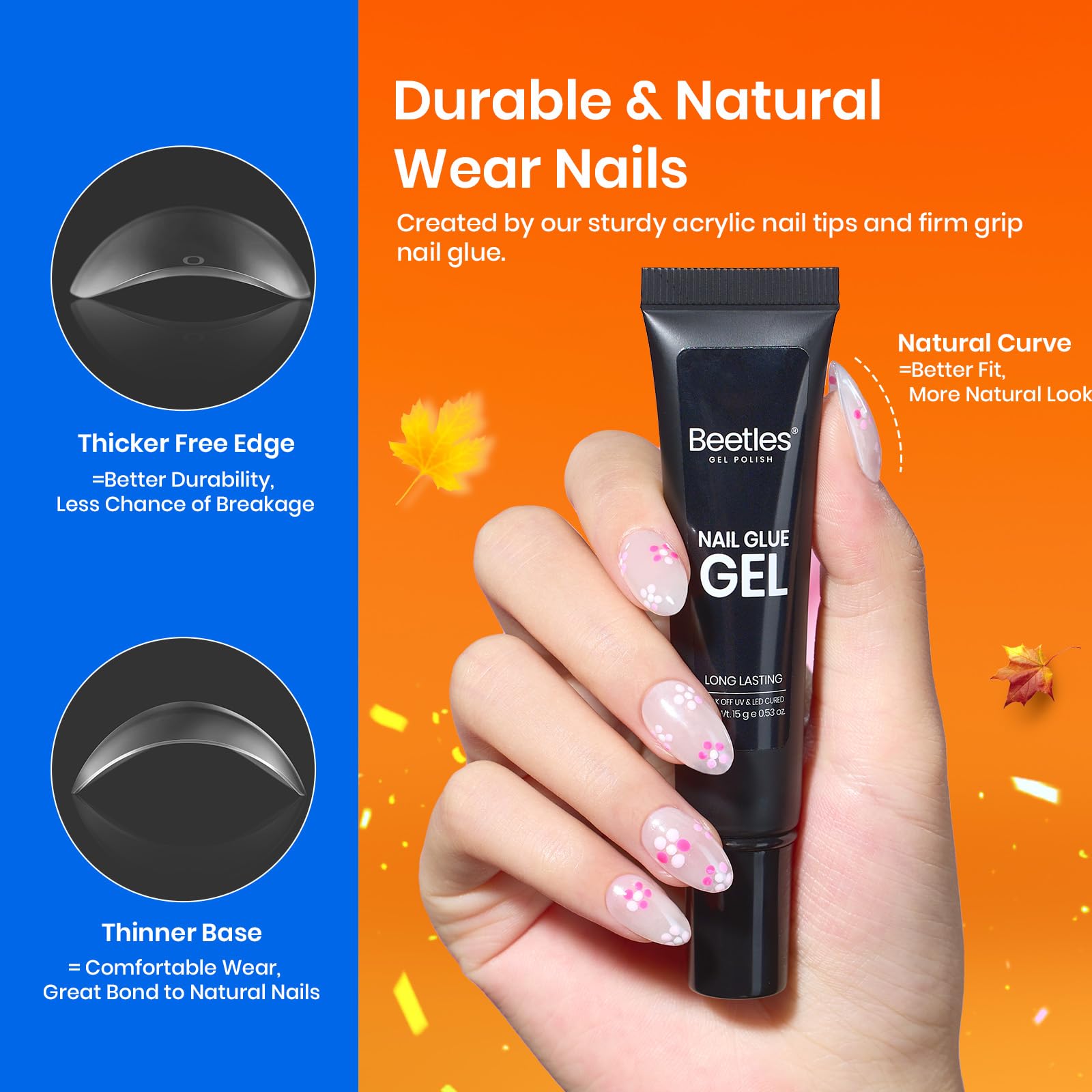 Beetles half-matte almond tips in twelve sizes
