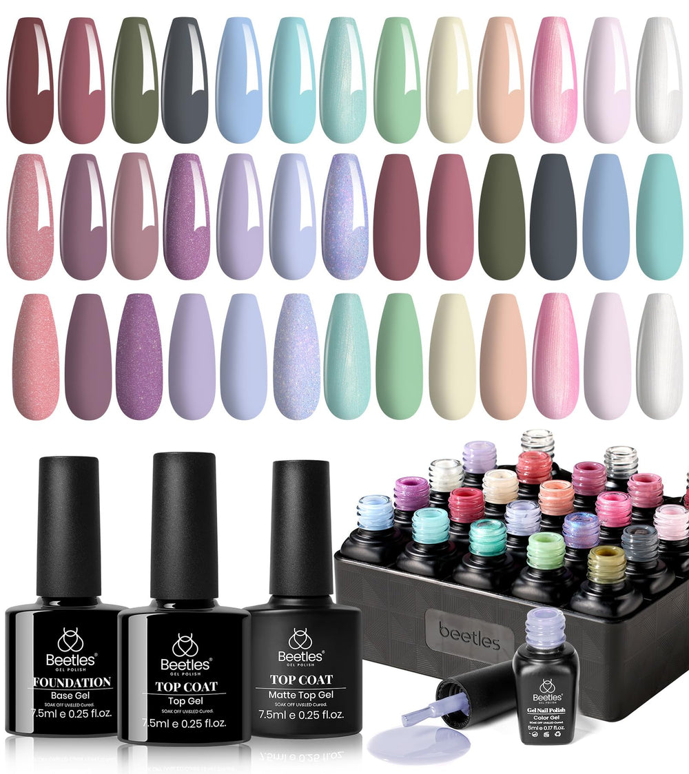Beetles Healing Elixir pastel color collection for chic DIY manicures.