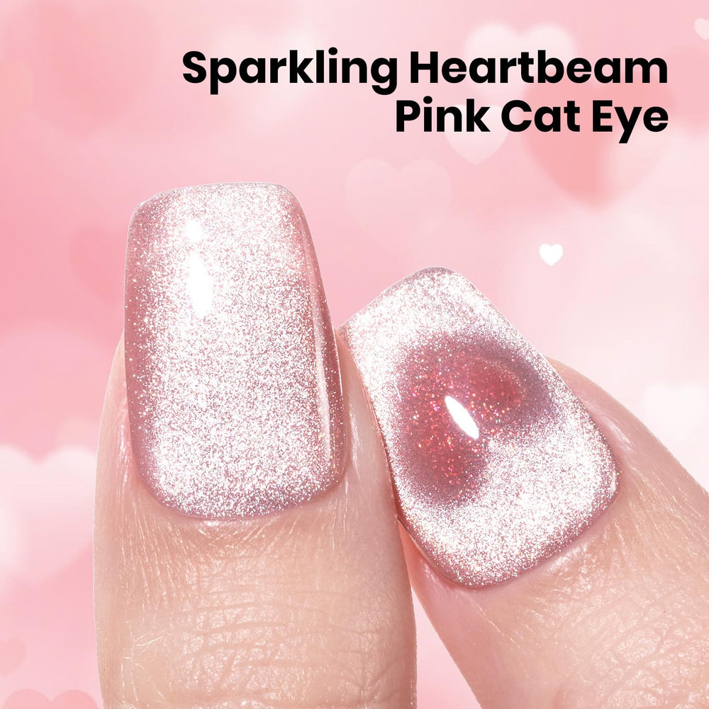 Beetles Heartbeam Pink Cat Eye UV/LED compatibility shown for quick curing