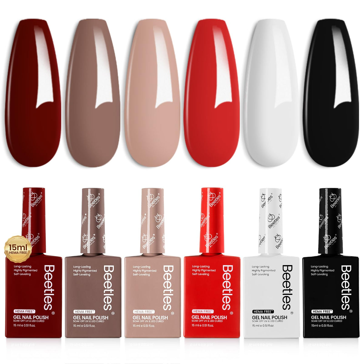 Beetles Hema-Free Gel Polish Set brown bottle offers long-lasting color for everyday nails.
