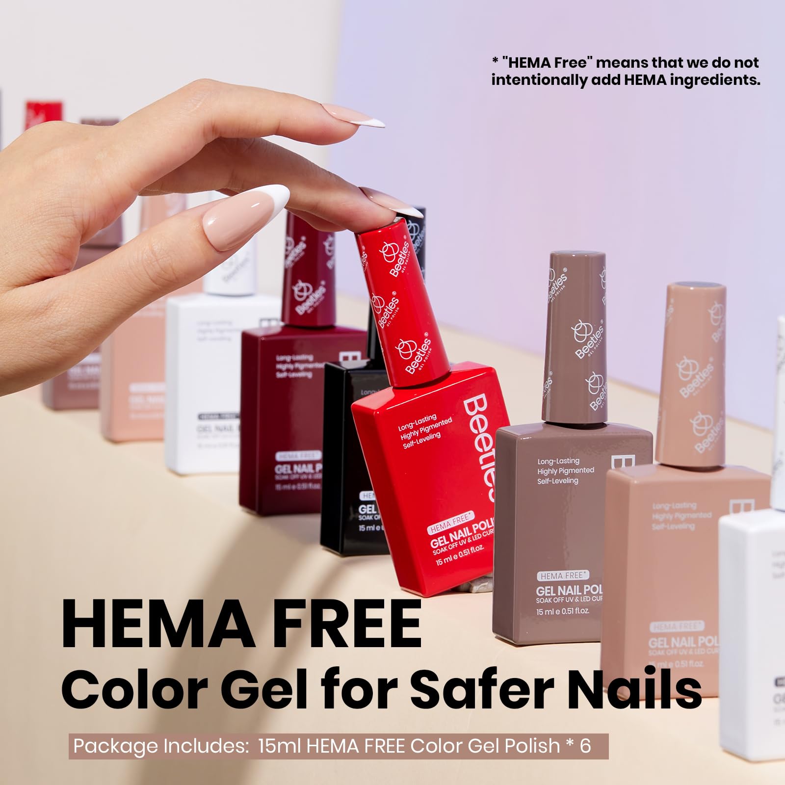 Beetles Hema-Free Gel Polish Set burgundy bottle delivers rich shade for evening looks.