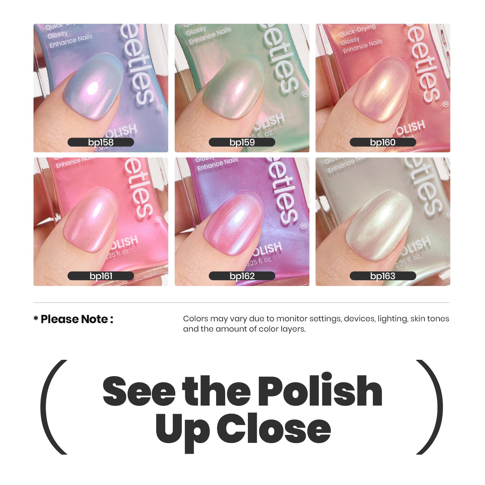 Beetles High Gloss Finish creates a dazzling mermaid-inspired effect.
