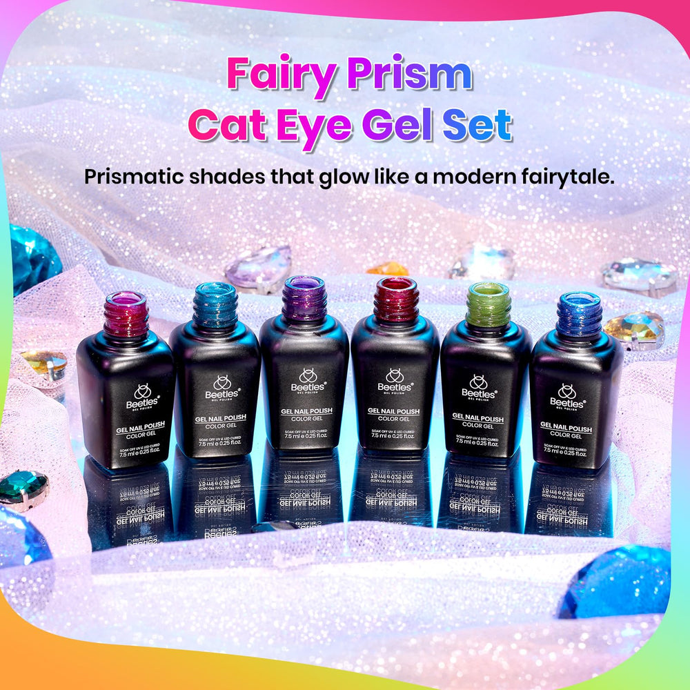 High gloss finish on natural nails with Fairy Prism colors