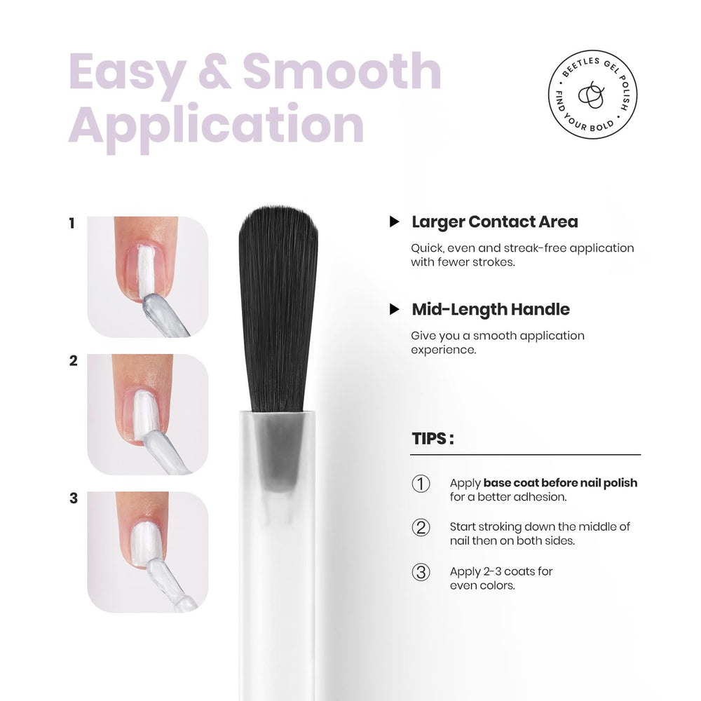 Beetles high-gloss pearl white nail on natural nail with shine.