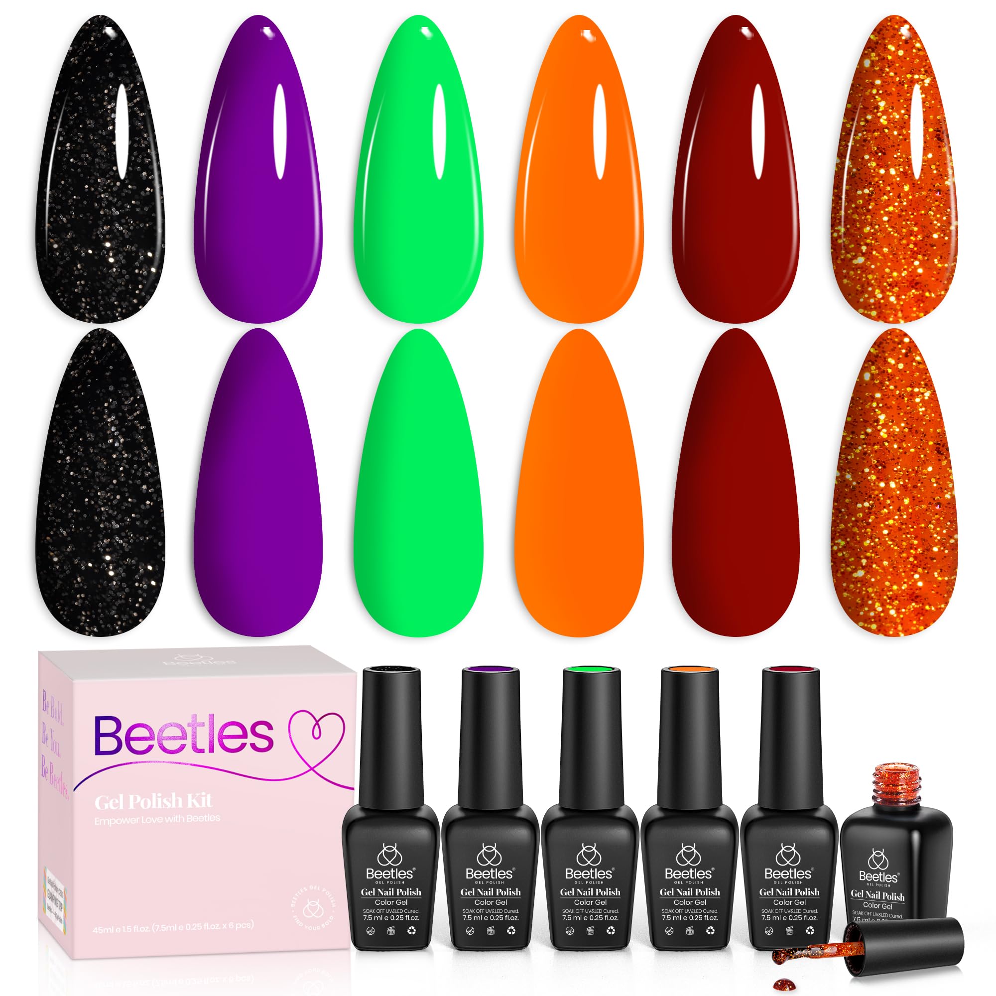 Beetles Gel Polish Hocus Pocus orange shade for vibrant autumn nails and lasting color.