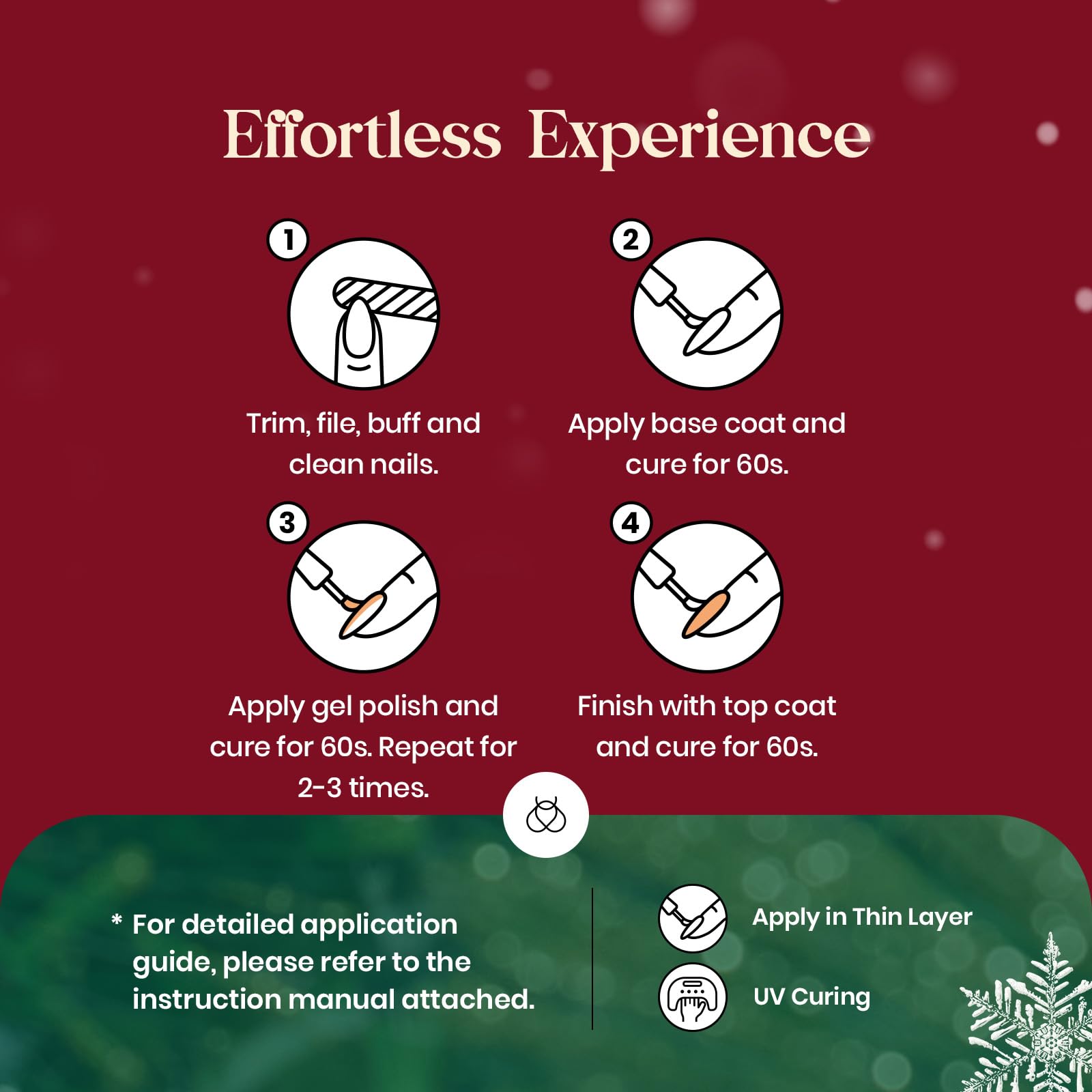 Beetles Holiday Nail Idea Guide demonstrates easy at-home manicures.