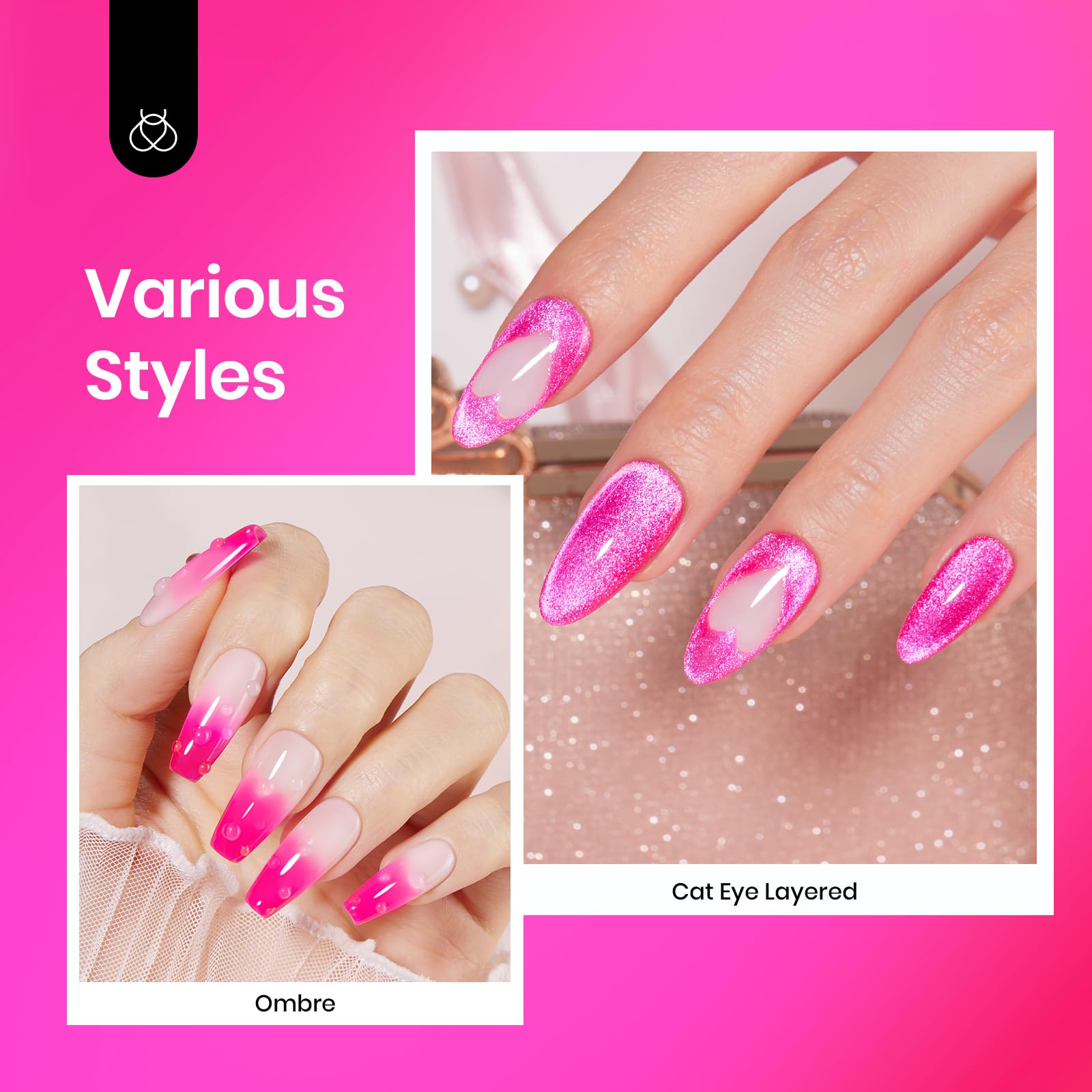 Beetles hot pink gel polish with glossy finish for long-lasting shine.
