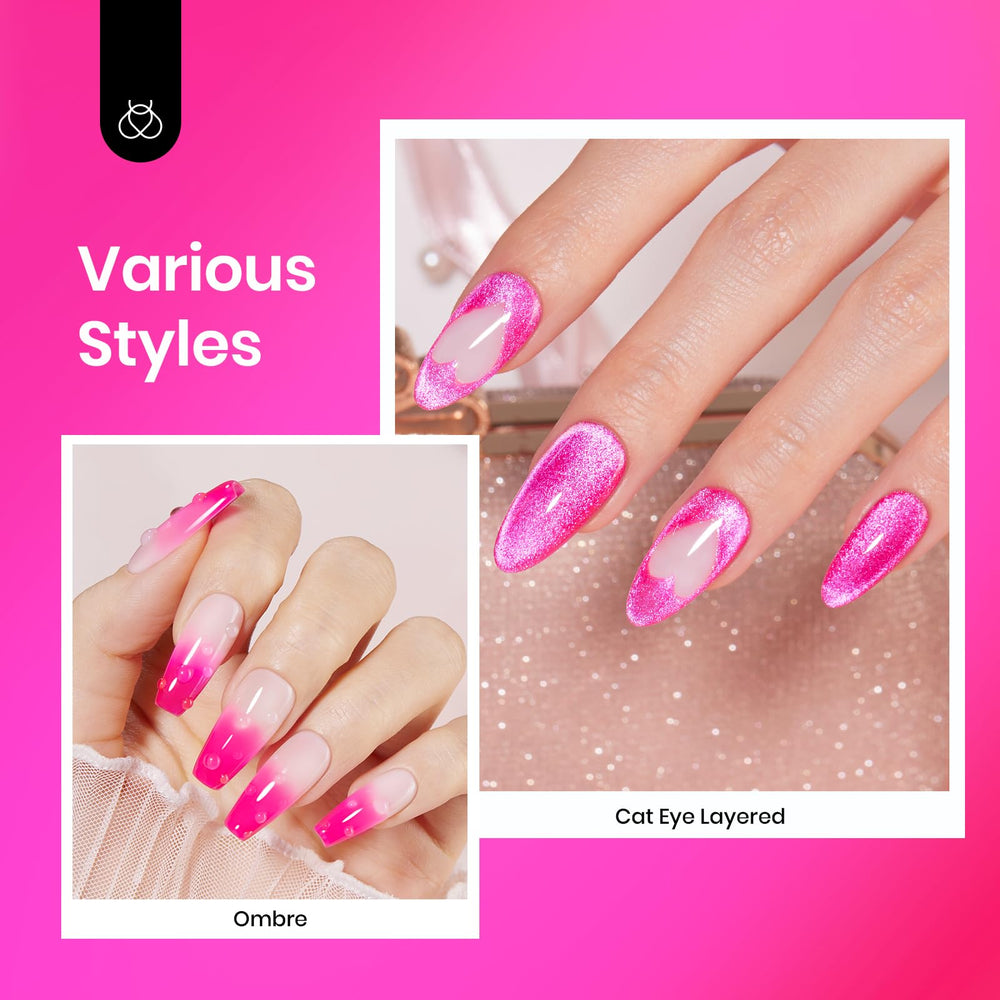 Beetles hot pink gel polish with glossy finish for long-lasting shine.