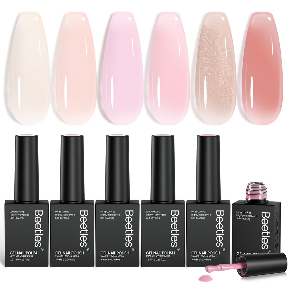Beetles Jelly Gel Nail Polish Set – nude pink colors for chic nails